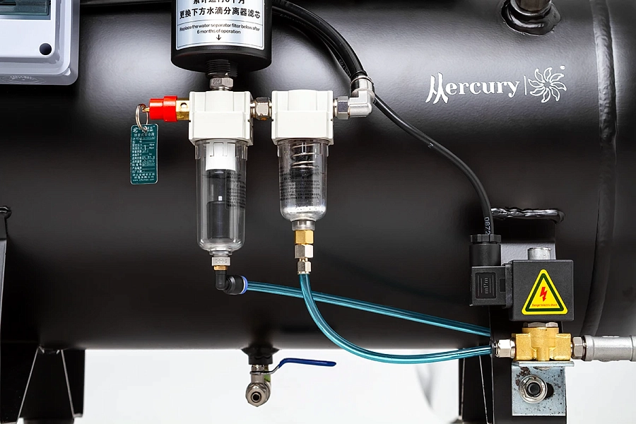 Компрессор воздушный медицинский безмасляный Mercury Black M HK-3EW-55 (200л) с мембранным осушителем - Фото 5